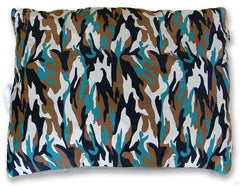 brown, green and black camo removable pet bed cover